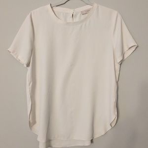 Loft Cream Curved Hem Top Sz Small